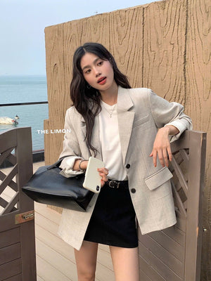 Grey Comfortable Cozy Blazer Vest