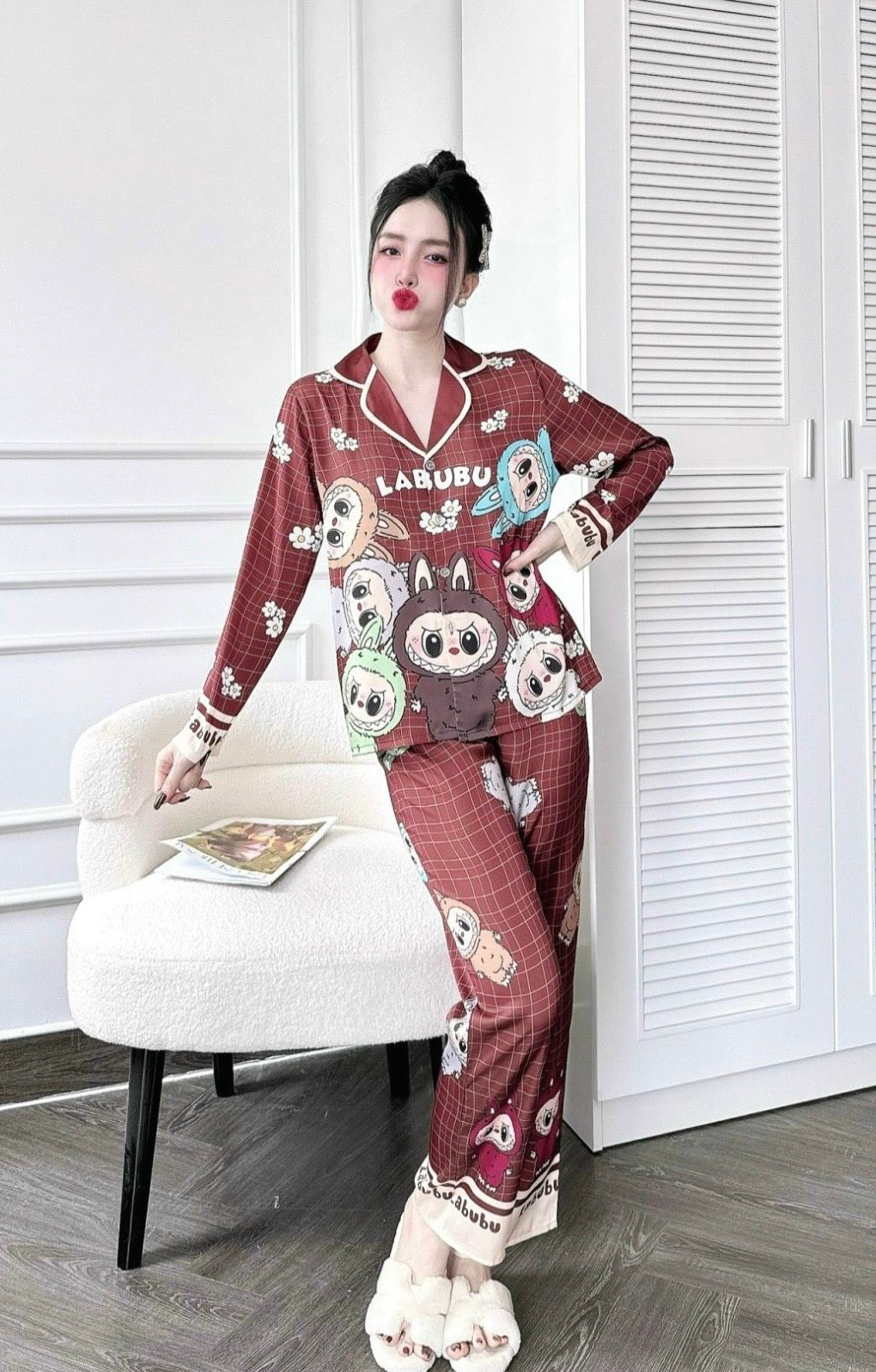 (90-120 lbs) Labubu Long Sleeved Shirt Long Pants Pj Set