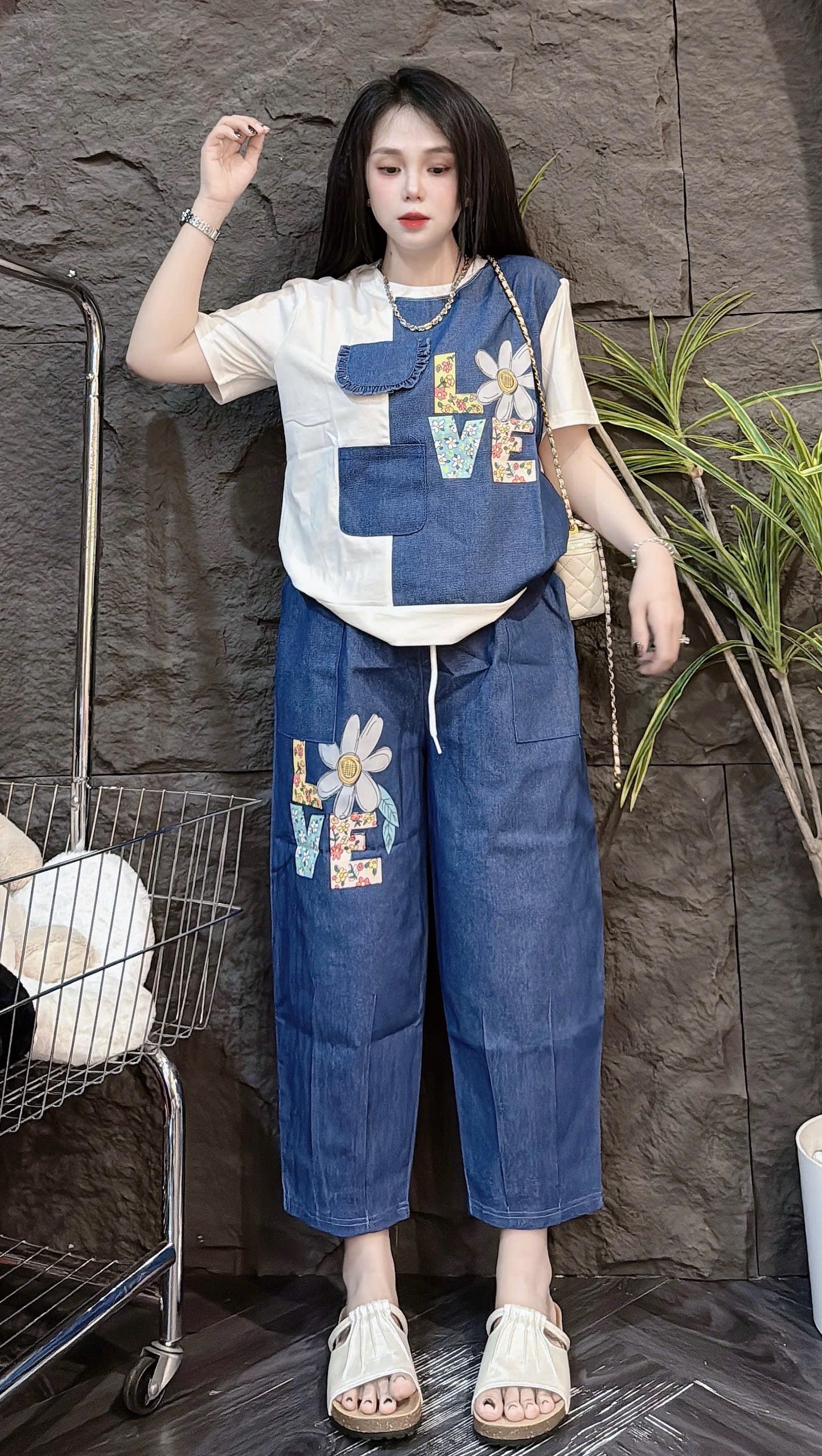 Love Jean Set in White