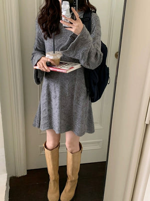 Grey Mini Knit Dress