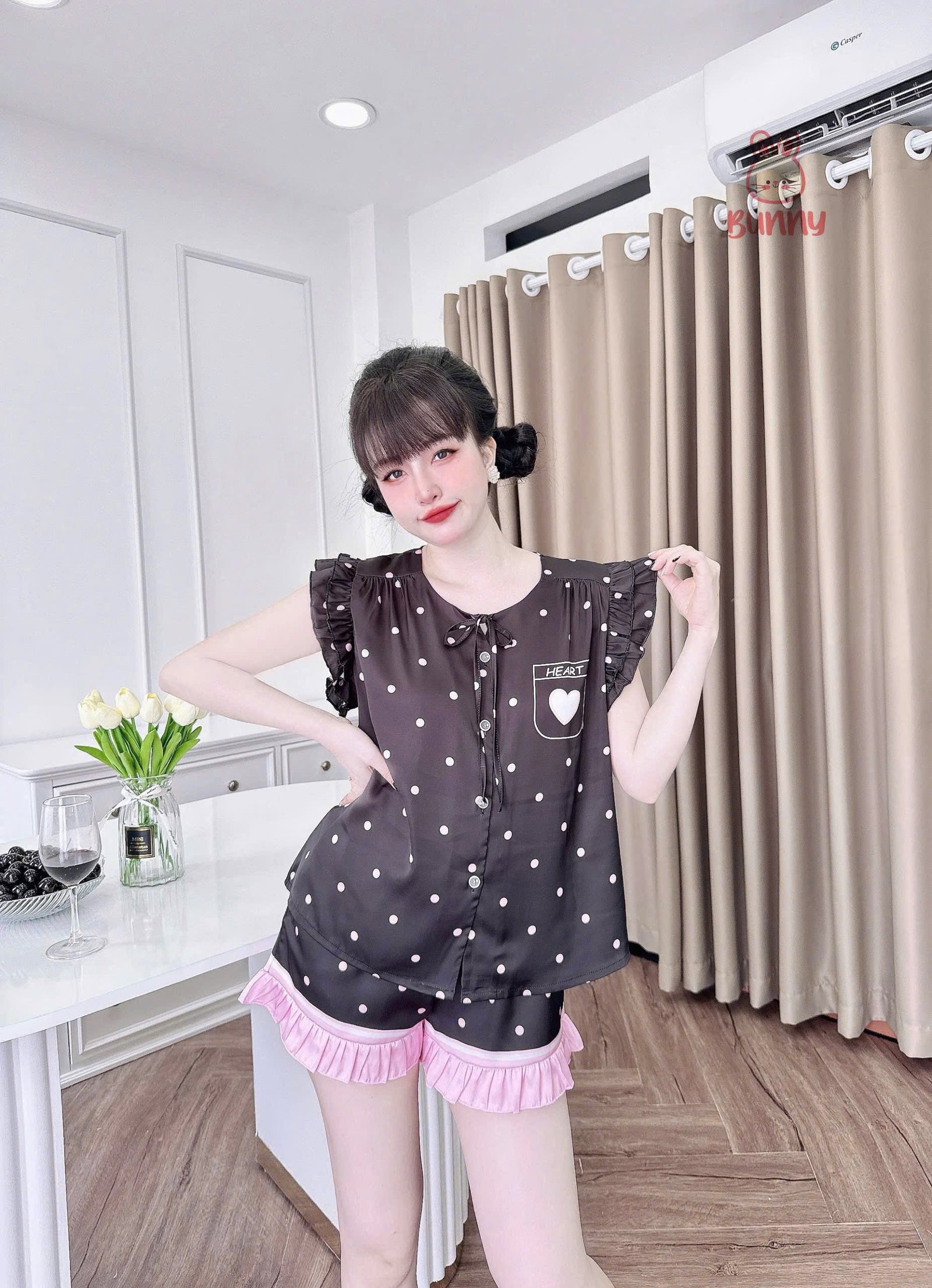 (90-120 lbs) Cute Short Sleeved Latin Silk Pajama Set
