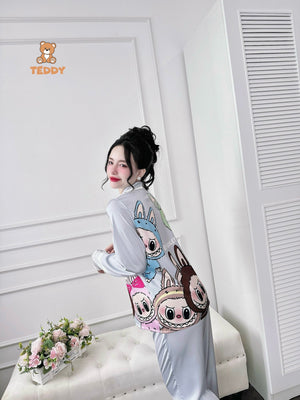 (90-120 lbs) Labubu Long Sleeved Shirt Long Pants Pj Set