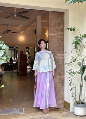 Medium Length Sleeved Top and Long Skirt Set