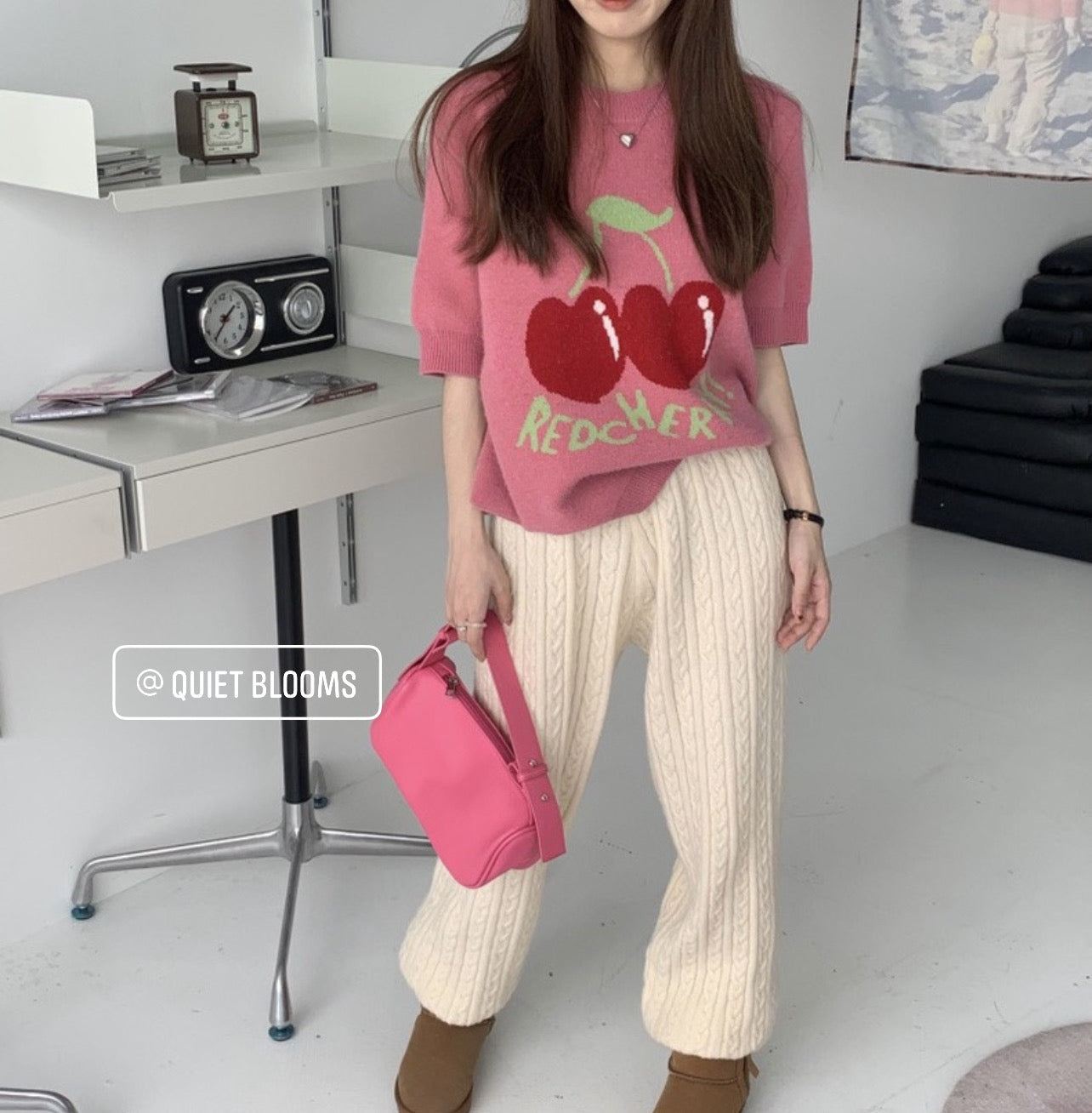 Pink Cherry Knit Top