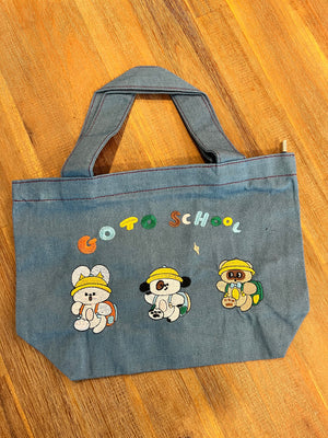 Cute Lunch Bag Embroidered Letters “Go To School”