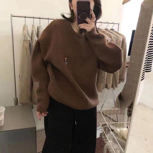 Brown Sweater with Embroidered Bear