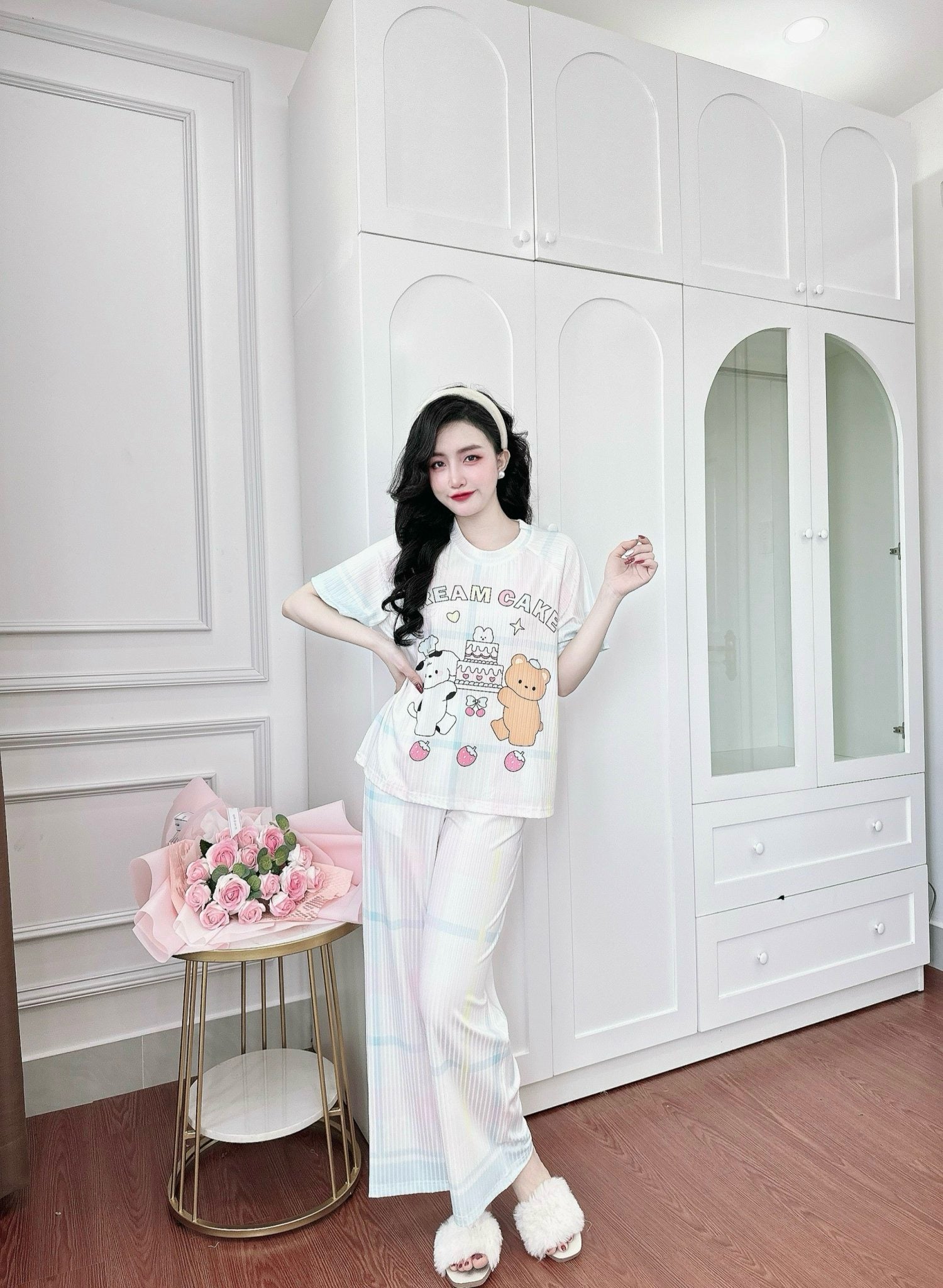 PJ16 2pcs/ Set Thun Tăm Hoạ Tiết Dễ Thương Pajama