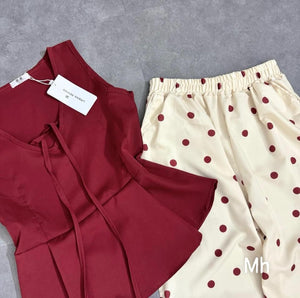 Set 2pc Sleeveless Top and Polka Dot Pants