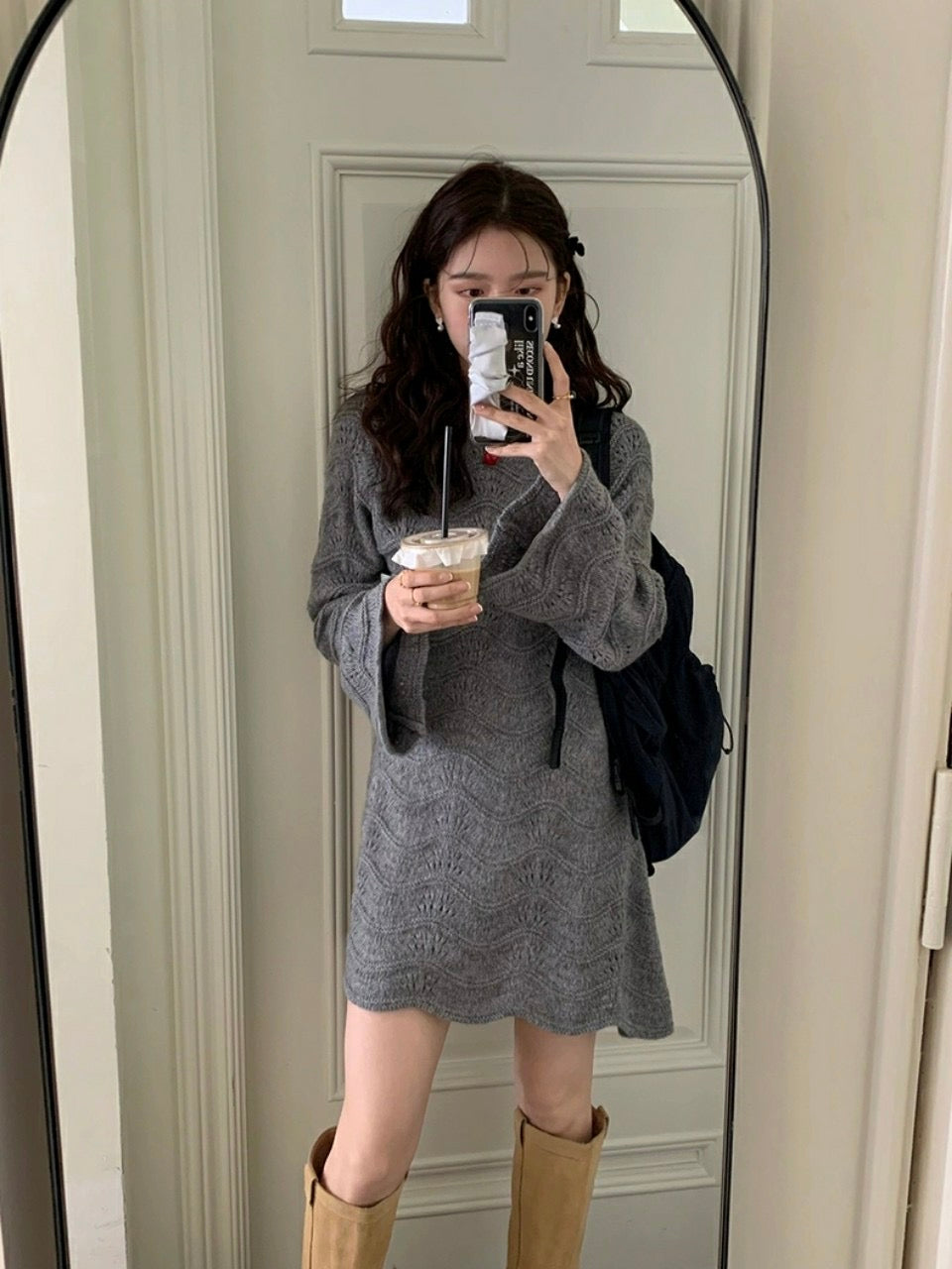 Grey Mini Knit Dress