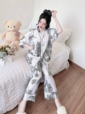 Bat Sleeves Silk Pajamas SSLP04