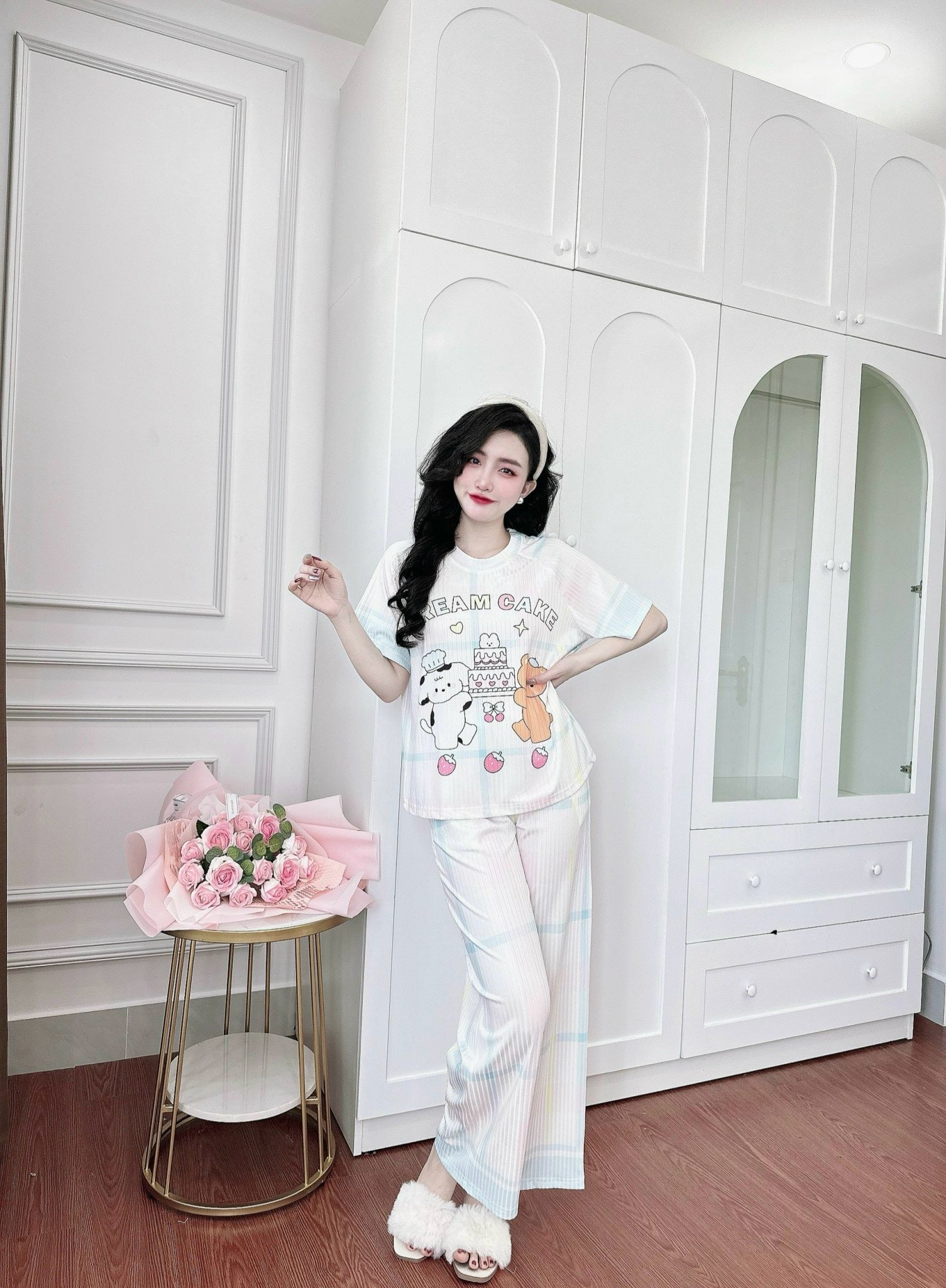 PJ16 2pcs/ Set Thun Tăm Hoạ Tiết Dễ Thương Pajama