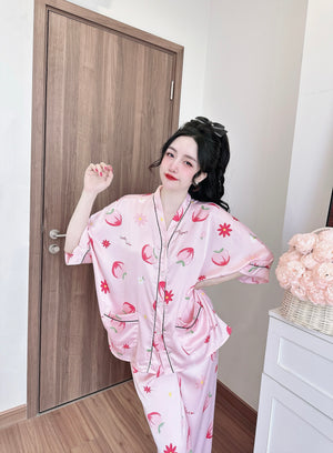 Bat Sleeves Silk Pajamas SSLP01