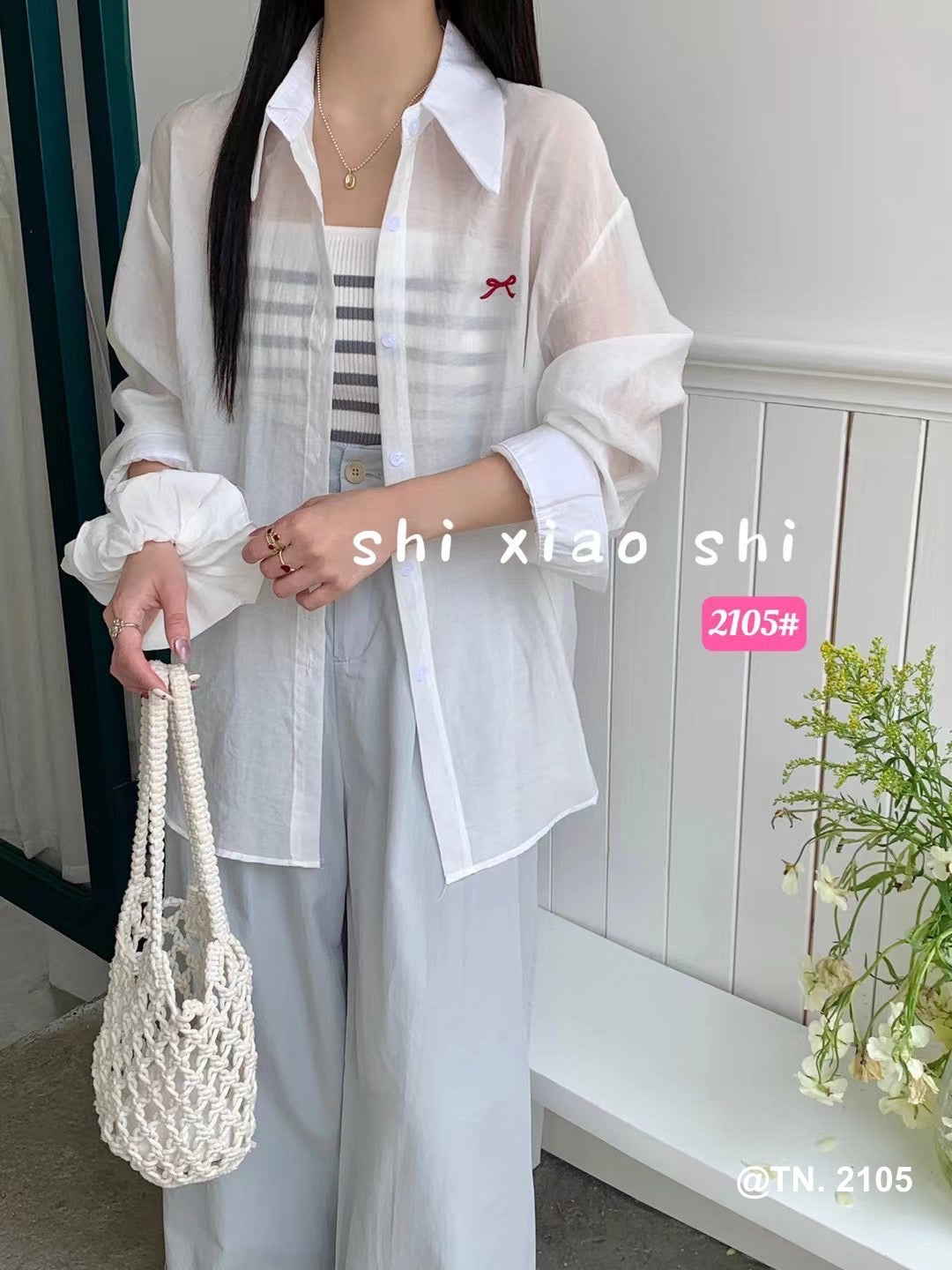 White Tube Top and Shirt Set 3pcs