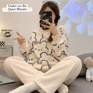Cute Cartoon Fuzzy Fleece Pajamas Sleepwear