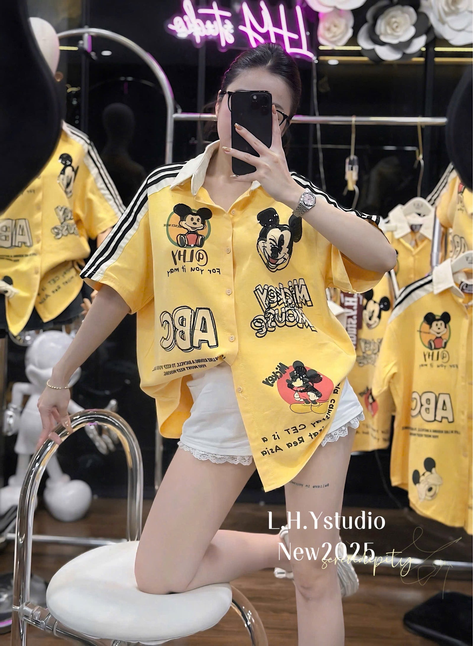 N15 Tee Top in Shirt Style in Yellow