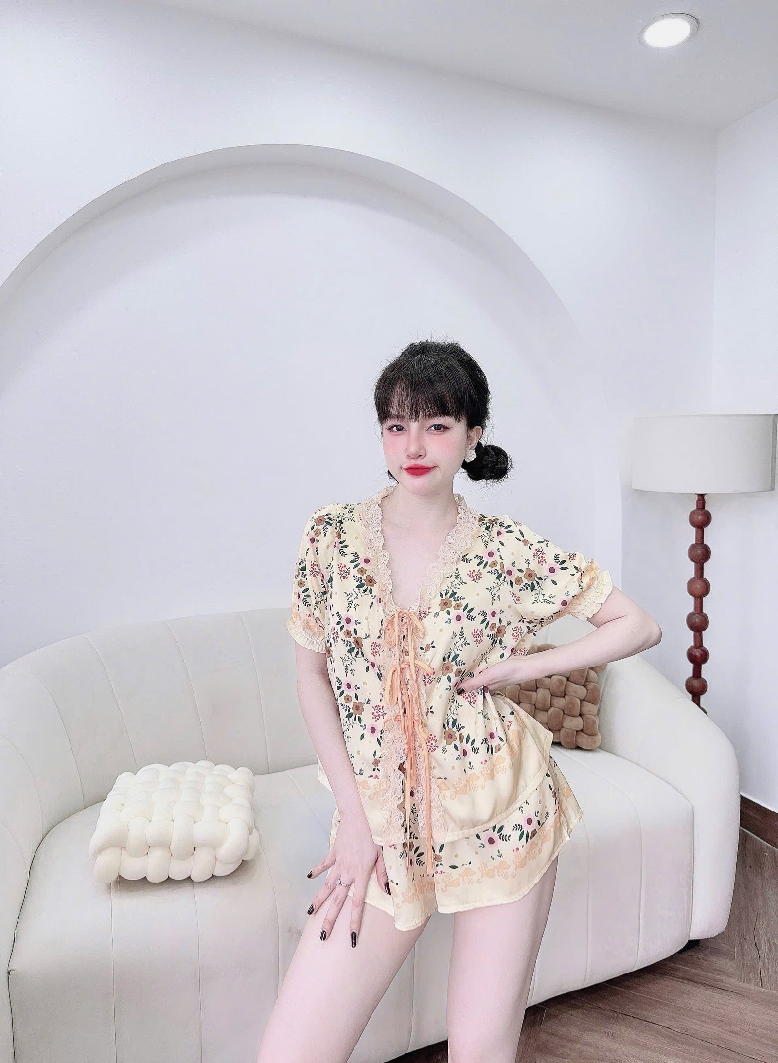 (90-120 lbs) Cute Short Sleeved Latin Silk Pajama Set