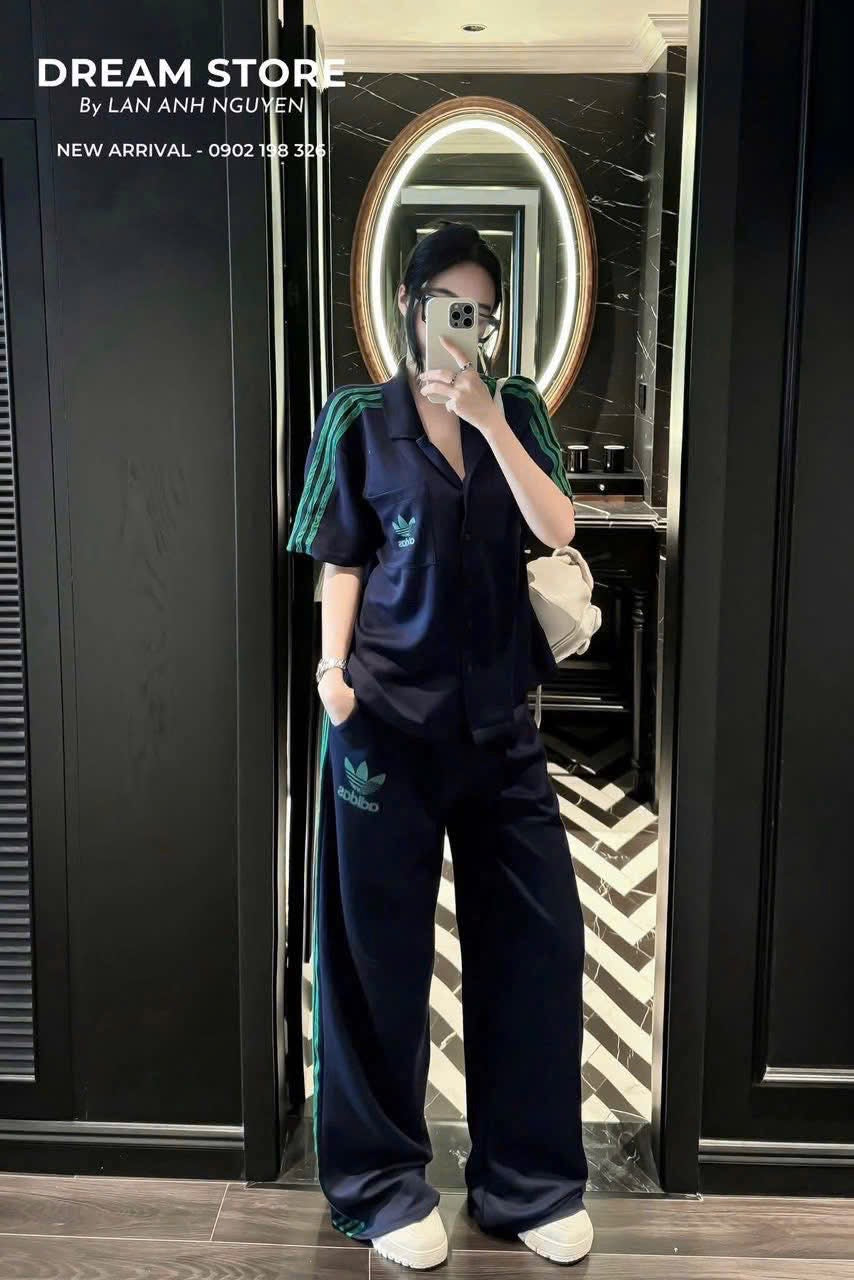 Set Short Sleeves Button Up Top and Long Pants