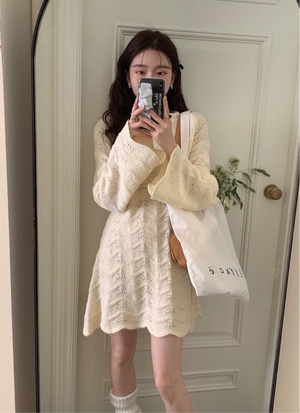 Cream Mini Knit Dress