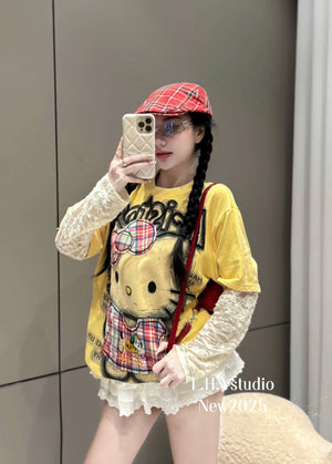 Kitty Lace Long Sleeves Top