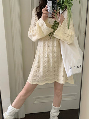 Cream Mini Knit Dress