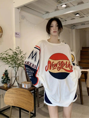 Oversized New York Cotton Top in Cream Color