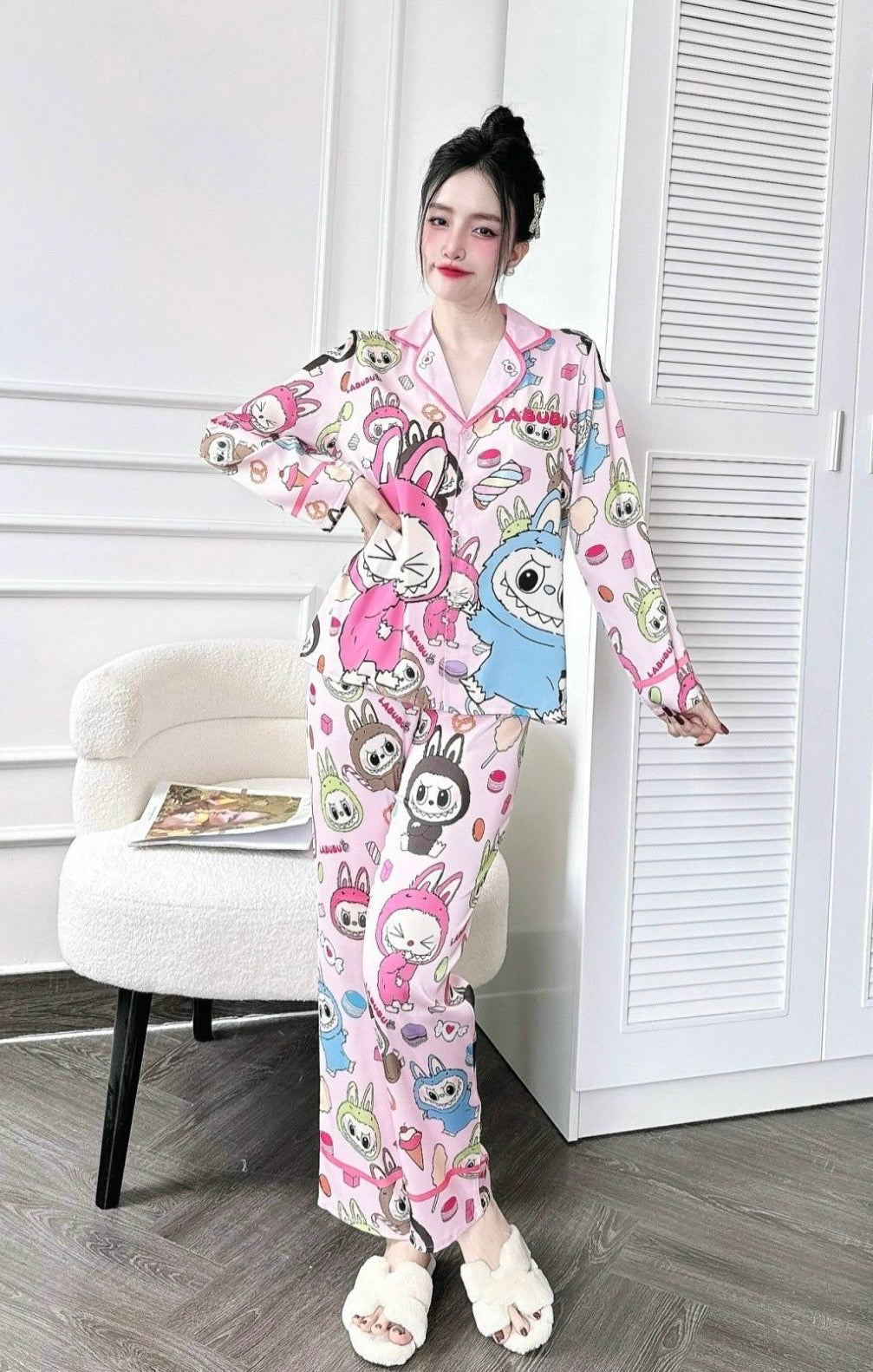 Labubu Long Sleeved Shirt Long Pants Pajama Set