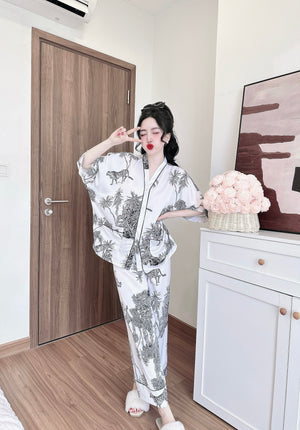 Bat Sleeves Silk Pajamas SSLP04