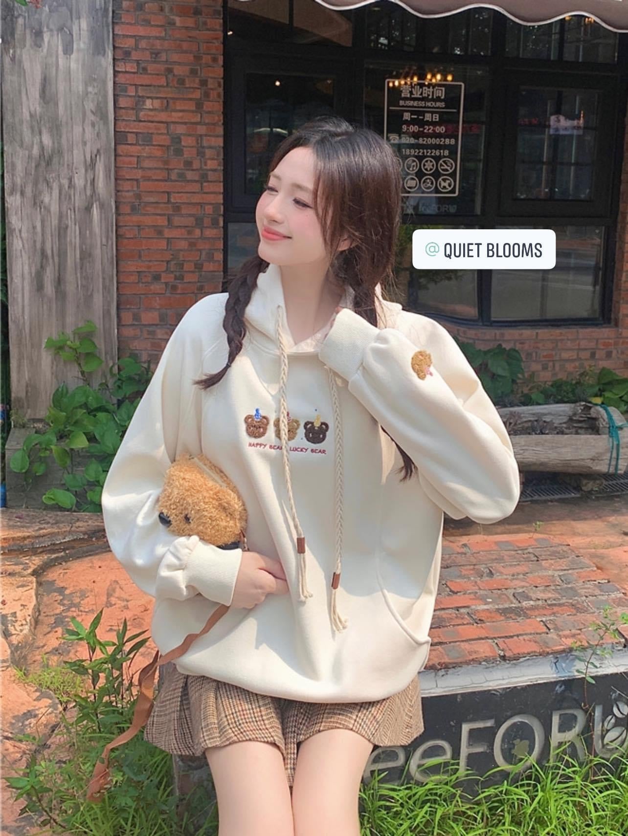 Embroiled Cute Bear Hoodie