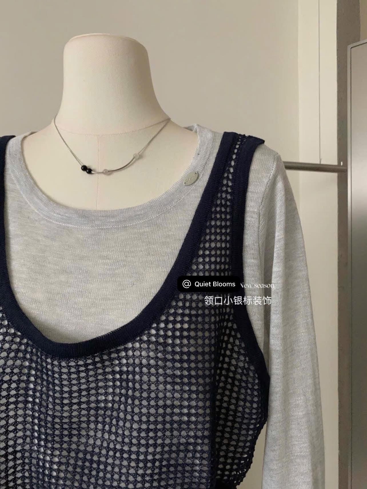 Grey Lace 2 in 1 Long Sleeves Top