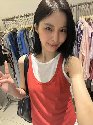 Top713 - Two in One Sleeveless Tank Top