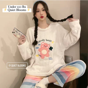 Cute Cartoon Fuzzy Fleece Pajamas Sleepwear