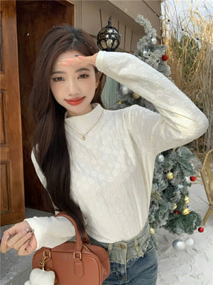 White Turtle Neck Top