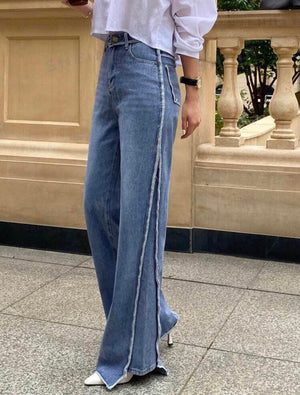 Straight Leg Jeans with Beautiful Cut Hem Details