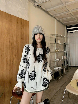 Rose Flowers Knit Sweater