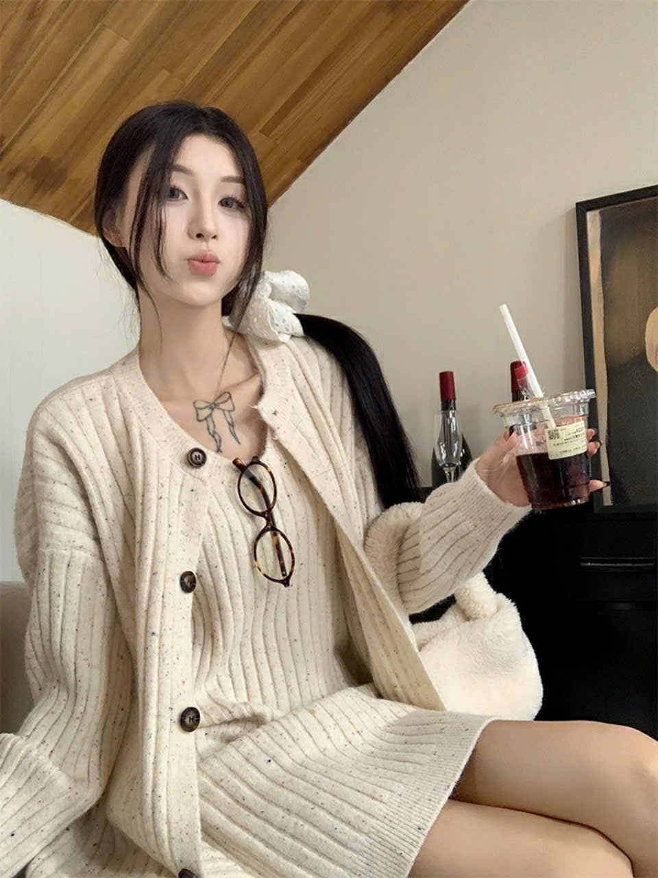 Knit Dress with Cardigan Jacket