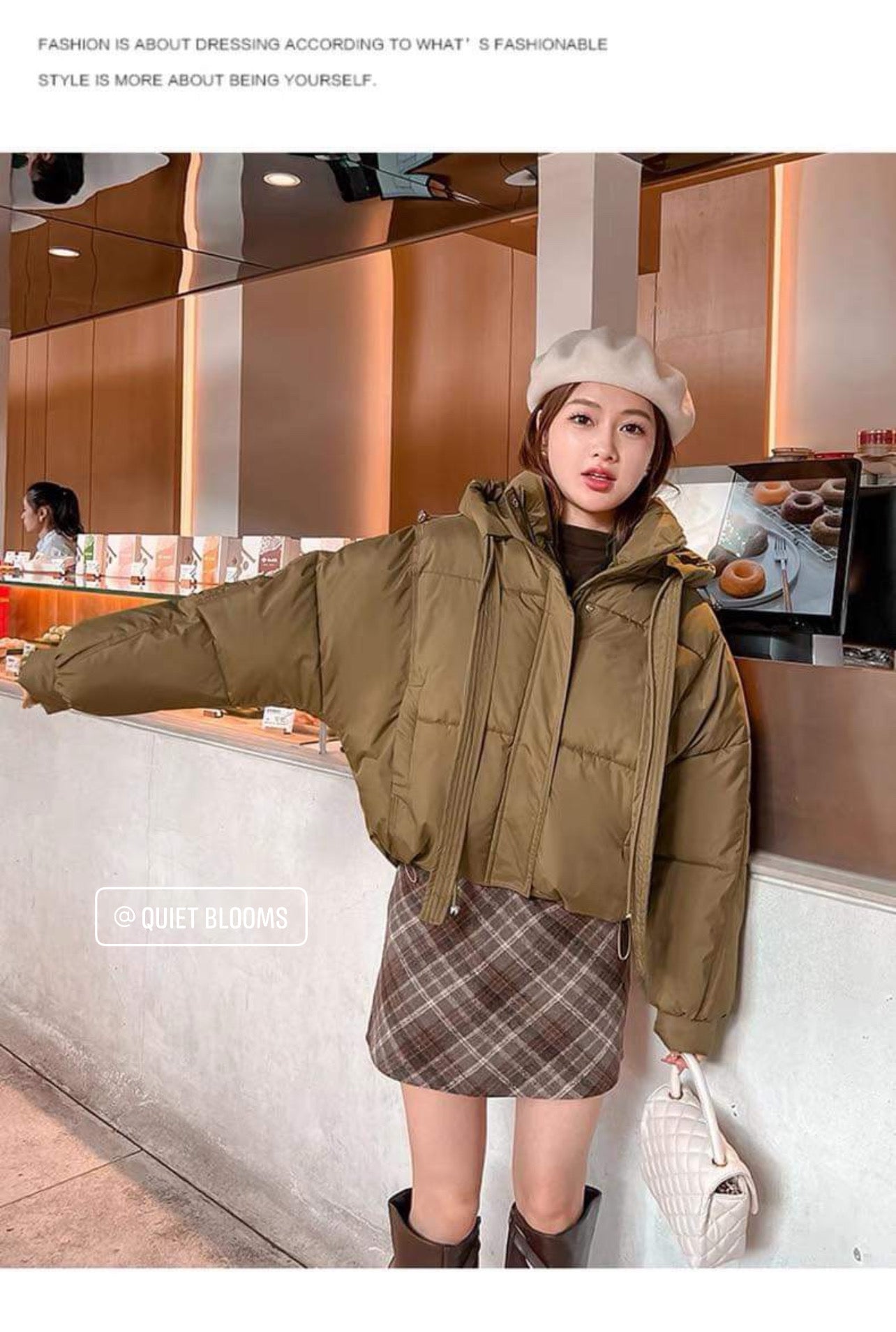 Brown Lightweight Puffer Bomber Jacket