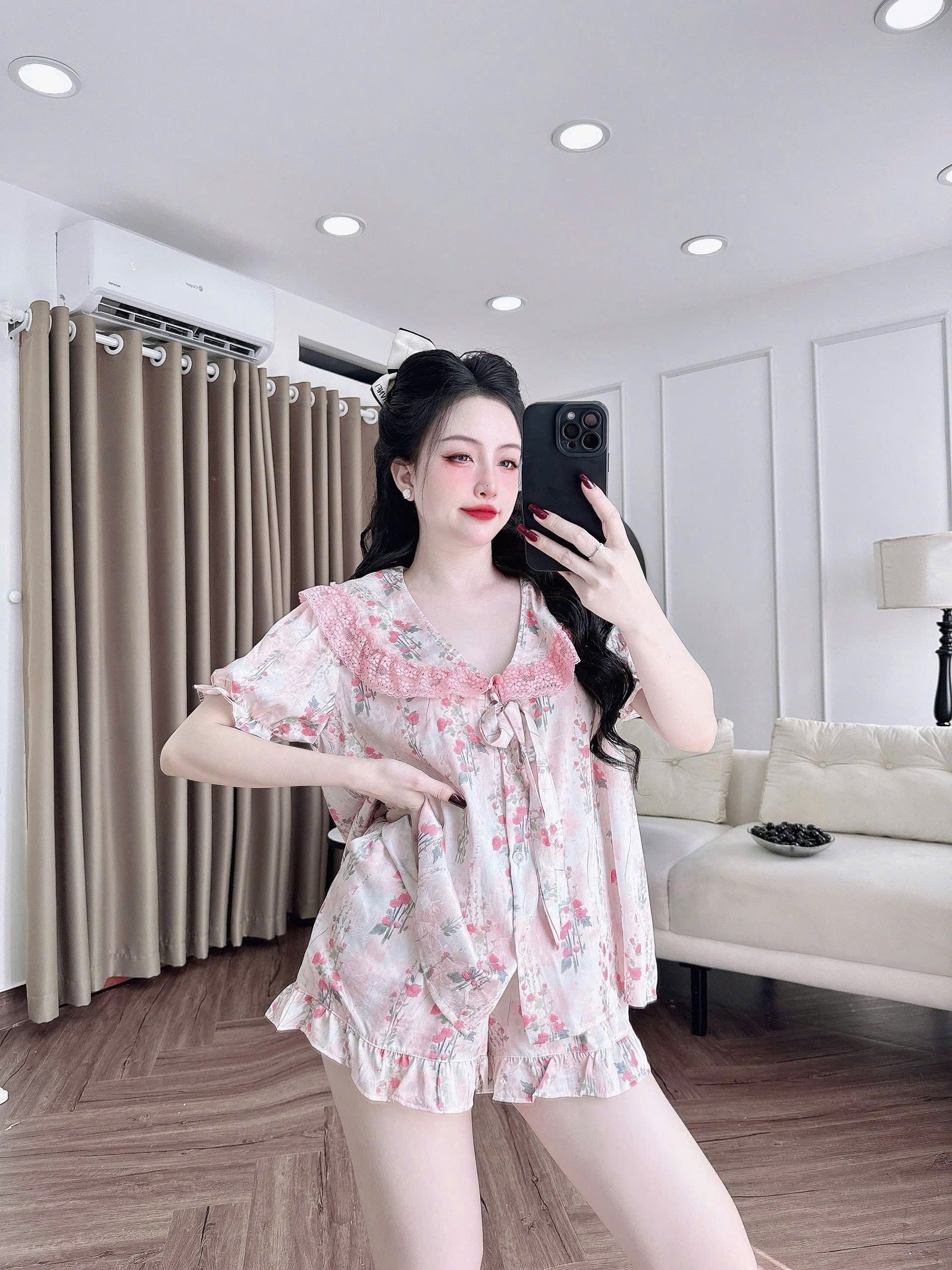 (90-120 lbs) Cute Short Sleeved Latin Silk Pajama Set