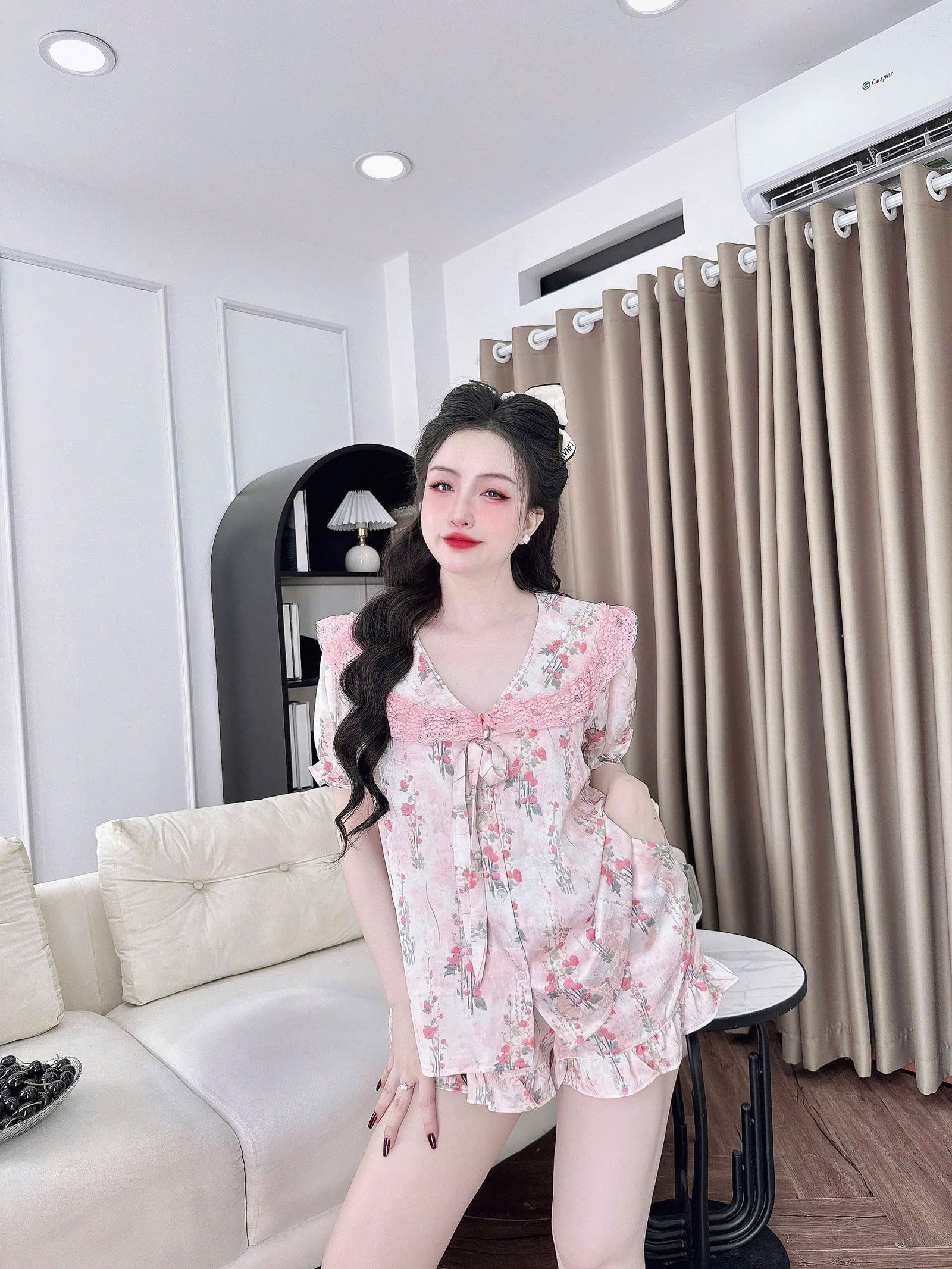 (90-120 lbs) Cute Short Sleeved Latin Silk Pajama Set