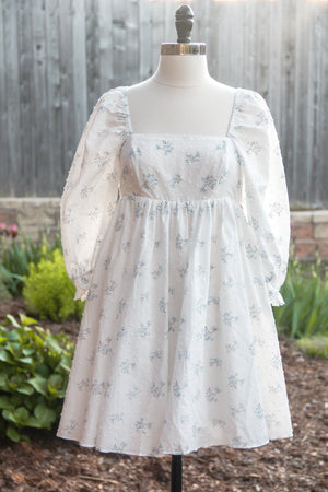 Babydoll Dress with Baby Blue Flowers
