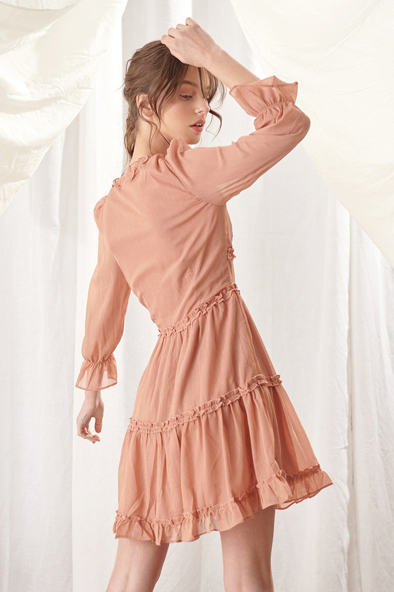 Sexy Coral V-neck Dress