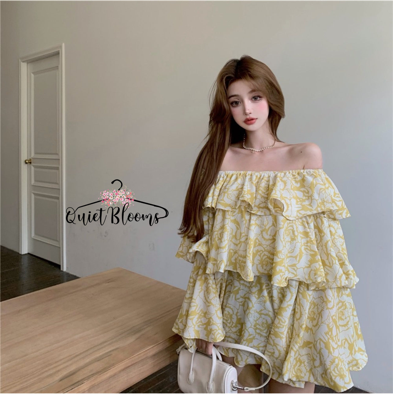 Yellow Flowers Dressy Top Blouse