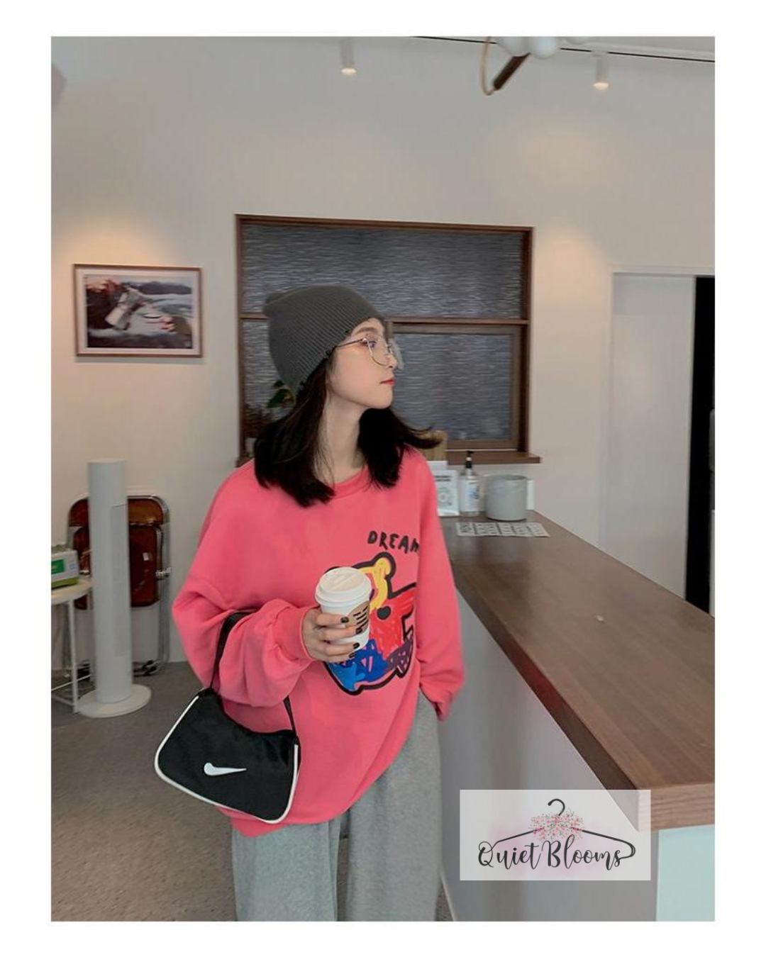 Lightweight Pink Bear Sweatshirt