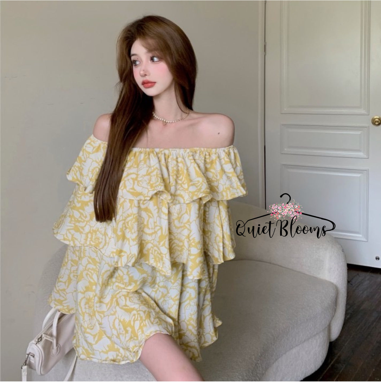 Yellow Flowers Dressy Top Blouse