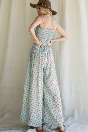 Polka Heart Pink Smocking Bodice Jumpsuit